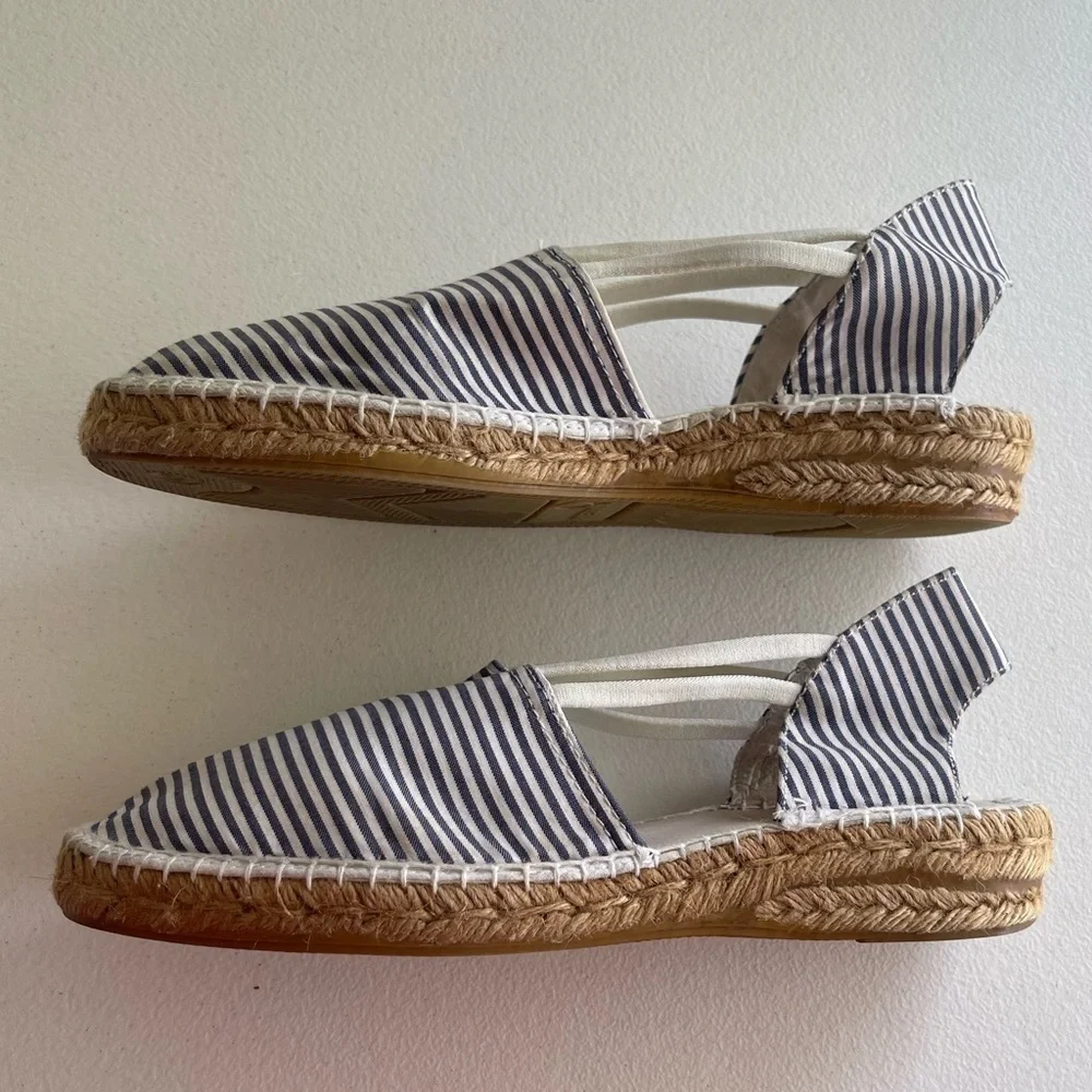 Eric Michael navy white stripe nautical espadrille